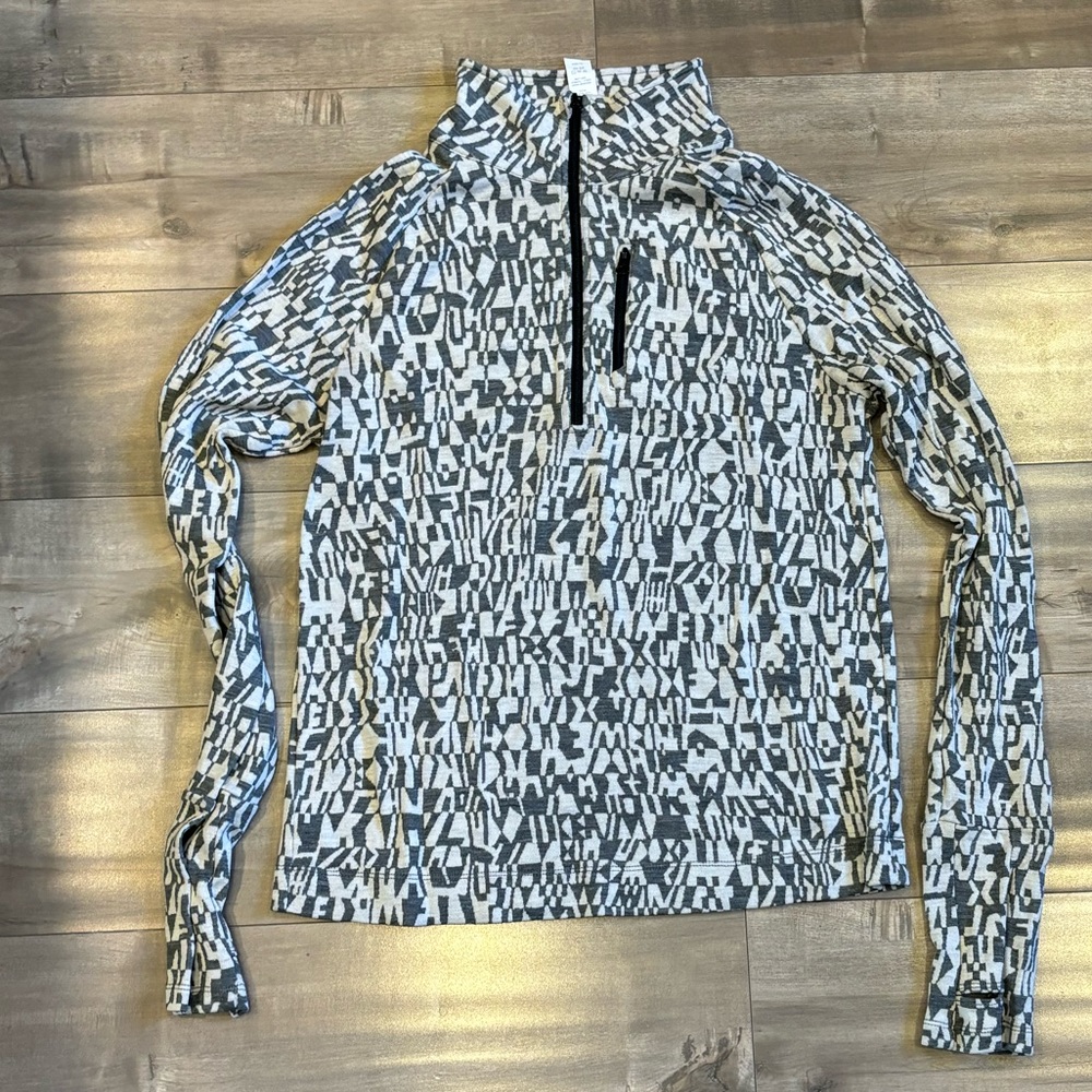 Wazzie wool jacquard half zip, size 10